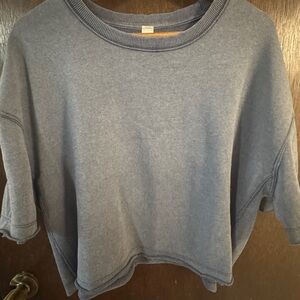 Yogalicious Loop Terry Mellow Cove Top in Dusty Blue